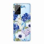 For Samsung Galaxy Note 20 Shockproof Painted TPU Protective Case(Blue White Roses)