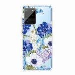 For Samsung Galaxy Note 20 Ultra Shockproof Painted TPU Protective Case(Blue White Roses)