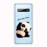 For Samsung Galaxy S10+ Shockproof Painted TPU Protective Case(Tilted Head Panda)