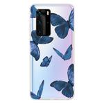 For Huawei P40 Shockproof Painted TPU Protective Case(Blue Butterfly)