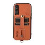 For Sony Xperia 1 V ABEEL Carbon Fiber RFID Card Holder Phone Case(Brown)