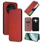 For Huawei Mate 60 Pro 5G Carbon Fiber Texture Flip Leather Phone Case(Brown)