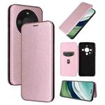 For Huawei Mate 60 Carbon Fiber Texture Flip Leather Phone Case(Pink)