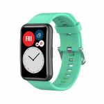 For Huawei Watch Fit Special Edition Silicone Silver Steel Buckle Watch Band(Blue Green)