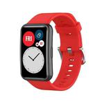 For Huawei Watch Fit Special Edition Silicone Silver Steel Buckle Watch Band(Red)