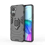 For vivo Y03 4G Global Shockproof PC + TPU Holder Phone Case(Black)