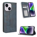 For iPhone 15 Plus Magnetic Buckle Retro Texture Leather Phone Case(Blue)