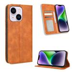 For iPhone 15 Plus Magnetic Buckle Retro Texture Leather Phone Case(Brown)