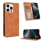 For iPhone 16 Pro Max Magnetic Buckle Retro Texture Leather Phone Case(Brown)