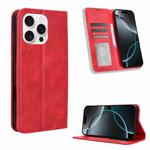 For iPhone 16 Pro Magnetic Buckle Retro Texture Leather Phone Case(Red)