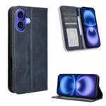 For iPhone 16 Magnetic Buckle Retro Texture Leather Phone Case(Blue)