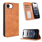 For iPhone 16e Magnetic Buckle Retro Texture Leather Phone Case(Brown)