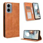For Motorola Moto G34 5G Magnetic Buckle Retro Texture Leather Phone Case(Brown)