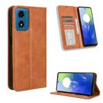 For Motorola Moto E14 / G04 / G04s Magnetic Buckle Retro Texture Leather Phone Case(Brown)