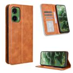 For Motorola Moto G35 5G Magnetic Buckle Retro Texture Leather Phone Case(Brown)