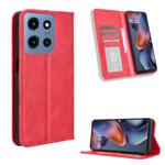 For Motorola Moto G Play 2025 Magnetic Buckle Retro Texture Leather Phone Case(Red)