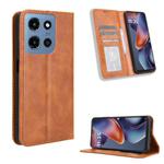 For Motorola Moto G Play 2025 Magnetic Buckle Retro Texture Leather Phone Case(Brown)