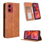 For Motorola Moto G05 4G / E15 4G Magnetic Buckle Retro Texture Leather Phone Case(Brown)
