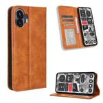 For Nothing Phone 2 Magnetic Buckle Retro Texture Leather Phone Case(Brown)