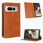 For Google Pixel Fold Magnetic Buckle Retro Texture Leather Phone Case(Brown)