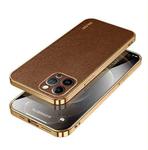 For iPhone 15 Pro SULADA TPU + Litchi Texture Leather Phone Case(Brown)