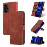For Xiaomi Poco F5/Redmi Note 12 Turbo AZNS Skin Feel Calf Texture Flip Leather Phone Case(Brown)