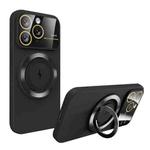 For iPhone 11 Pro Max Large Window MagSafe Magnetic Holder Phone Case(Black)
