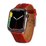 For Apple Watch Ultra 49mm / Series 8&7 45mm / SE 2&6&SE&5&4 44mm / 3&2&1 42mm Crocodile Texture Leather Wrist Strap(Red)