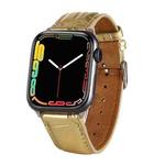 For Apple Watch Ultra 49mm / Series 8&7 45mm / SE 2&6&SE&5&4 44mm / 3&2&1 42mm Crocodile Texture Leather Wrist Strap(Gold)