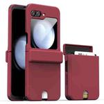 For Samsung Galaxy Z Flip5 Hidden Card Style Shockproof PC Phone Case(Wine Red)