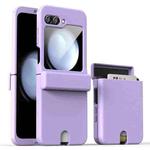 For Samsung Galaxy Z Flip5 Hidden Card Style Shockproof PC Phone Case(Light Purple)