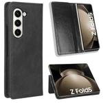 For Samsung Galaxy Z Fold5 Magnetic Buckle Retro Texture Leather Phone Case(Black)