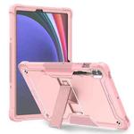 For Samsung Galaxy Tab S9+ Shockproof Silicone Hybrid PC Tablet Case with Holder(Rose Gold)