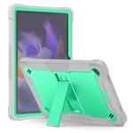 For Samsung Galaxy Tab A9 Shockproof Silicone Hybrid PC Tablet Case with Holder(Mint Green + Grey)