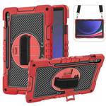 For Samsung Galaxy Tab S9+ 360 Degree Rotation PC Contrast Silicone Tablet Case(Red + Black)