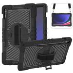 For Samsung Galaxy Tab S9+ 360 Degree Rotation PC Contrast Silicone Tablet Case(Black)