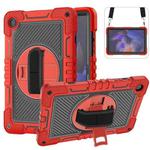 For Samsung Galaxy Tab A9+ 360 Degree Rotation PC Contrast Silicone Tablet Case(Red + Black)