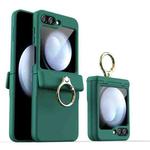 For Samsung Galaxy Z Flip5 Shockproof PC Phone Case with Ring Holder(Green)