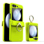 For Samsung Galaxy Z Flip5 Shockproof PC Phone Case with Ring Holder(Fluorescent Green)