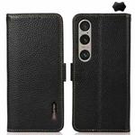 For Sony Xperia 1 VI KHAZNEH Side-Magnetic Litchi Genuine Leather RFID Case(Black)