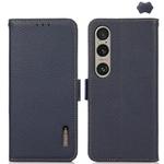 For Sony Xperia 1 VI KHAZNEH Side-Magnetic Litchi Genuine Leather RFID Case(Blue)