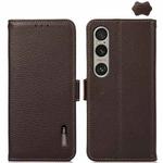 For Sony Xperia 1 VI KHAZNEH Side-Magnetic Litchi Genuine Leather RFID Case(Brown)