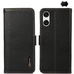 For Sony Xperia 10 VI KHAZNEH Side-Magnetic Litchi Genuine Leather RFID Case(Black)