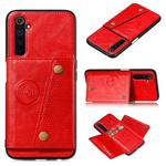 For OPPO Realme 6 Double Buckle PU + TPU Shockproof Magnetic Protective Case with Card Slot & Holder(Red)