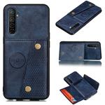 For OPPO X50 Pro 5G Double Buckle PU + TPU Shockproof Magnetic Protective Case with Card Slot & Holder(Blue)