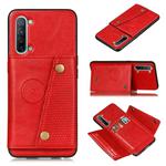 For OPPO Reno3 Double Buckle PU + TPU Shockproof Magnetic Protective Case with Card Slot & Holder(Red)