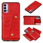 For OPPO Reno4 5G Double Buckle PU + TPU Shockproof Magnetic Protective Case with Card Slot & Holder(Red)