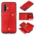 For Vivo X30 Double Buckle PU + TPU Shockproof Magnetic Protective Case with Card Slot & Holder(Red)