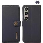 For Sony Xperia 1 VI KHAZNEH Custer Genuine Leather RFID Phone Case(Blue)