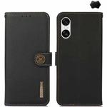 For Sony Xperia 10 VI KHAZNEH Custer Genuine Leather RFID Phone Case(Black)